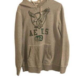American Eagle Outfitters Men's LT Grey Hoodie Sweatshirt Eagle Logo Athletic, L